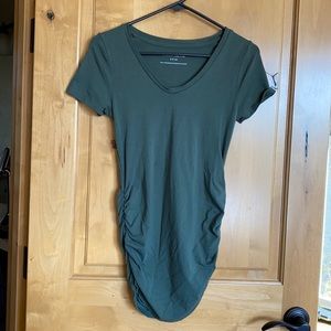 Green short sleeve maternity shirt